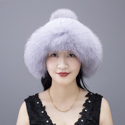 China Plush Mink Fur Cashmere Beanie Hat Plush Toy with Fur Pom for sale