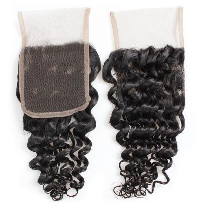 China Deep Wave Tape In Natural Hair Extensions Lace Frontal Deep Wave Closure 4x4 Free Part Extension Hair for sale