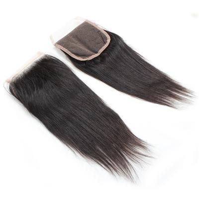 China Silky straight wave 4x4 lace up piece frontal free skin closure staight weft tape in human remy hair extension cheap price for sale