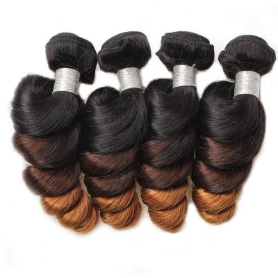 China Loose Wave Ombre 3tone Loose Wave Clip In Hair Extensions 100% Brazilian Virgin Human Hair Extensions for sale