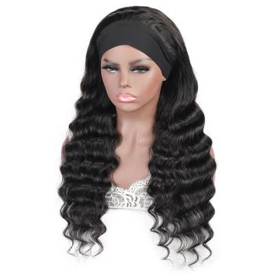 China 100% Virgin Human Hair Wig Headband Hair Wigs Women Full Lace Front Deep Loose Virgin Human Hair 100% Virgin Wig for sale