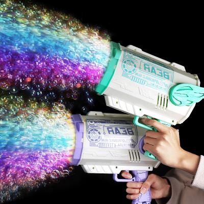 China Wholesale Outdoor Game Factory Summer Types All Bazooka Bubble Machine Gatling 60 Holes Bazooka Bubble Automatic Bubble Gun Manufacturer for sale