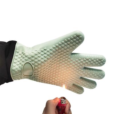 China Factory Wholesale Eco-Friendly Silicone BBQ Gloves Heat Resistant Kitchen Cooking Oven Gloves Insulation Cotton Microwave Oven Gloves Set for sale