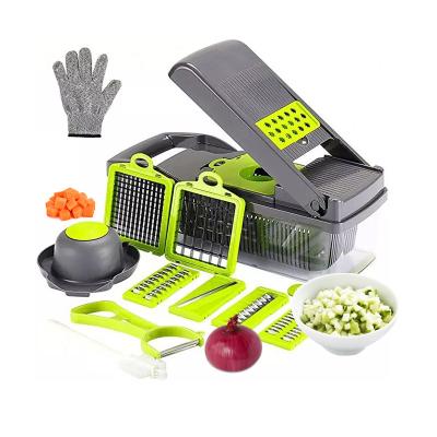 China Kitchen Supplies Salad Master Stored Slices Root Leafy Dicer Manual 17 in 1 Vegetable Slicer Multifunctional Cleaver Cutter Machine for sale