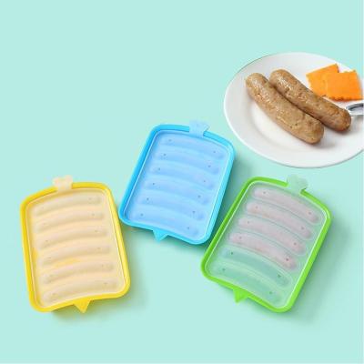 China Viable Kitchen Bpa Free 6 Cavity Nonstick Cooking Tool For Diy Homemade Hot Dog Molds Baby Silicone Sausage Mold for sale