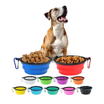 China Factory Wholesale Viable With Carabiners Collapsible Pet Travel Bowls For Dogs Cats Feeding Water Bowl Dish Silicone Collapsible Dog Bowls for sale