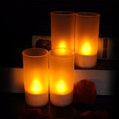 China Battery Operated Cylindrical Frosted Flameless Electronic LED Cup Tea Light Lighting Wedding Dinner Decoration Can Be Customized for sale