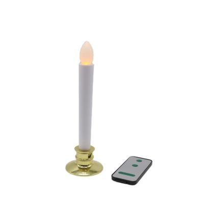 China Cylindrical Remote Control Steady LED Flameless Blink On Gold Candlestick Candle Light Halloween Atmosphere Flameless Blinking Light for sale