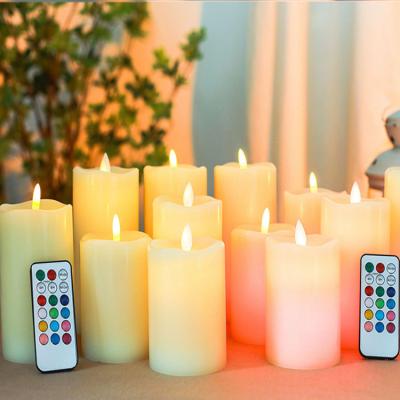 China 3D Flareless Swing LED Paraffin Solid Yellow Electronic Light Led Candles Remote Control Flat Mouth Candle Wave Real Light With Moving Flame for sale