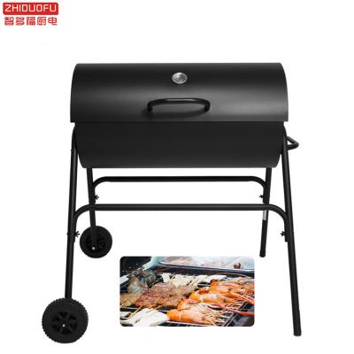 China Heavy Duty Outdoor Rectangular BBQ Charcoal BBQ Trolley BBQ Cart Easily Cleaned Outdoor Black for sale