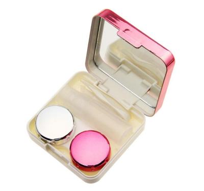 China Home Wholesale Mini Contact Lens Case Square Use Case With Mirror Simplicity Fashion Portable Plastic Contact Lens Storage Boxes K1520 for sale