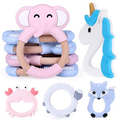 China Odorless& Non-toxic& Wholesale Heat Resistant Baby Teething Toy Ring Sensory Wooden Teether Silicone TR055 for sale