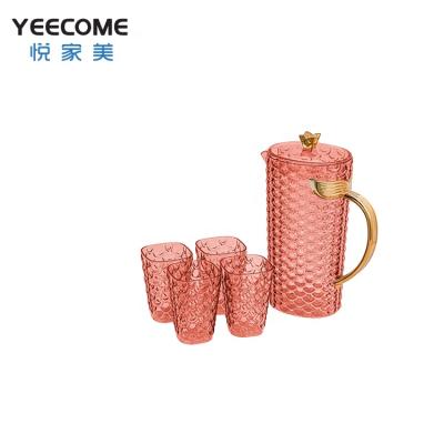 China Yeecome Sustainable Brand New Product PS Plastic Fish Scale Transparent Jug Water Jug Kettle Drinkware With 4 Pcs Cup for sale