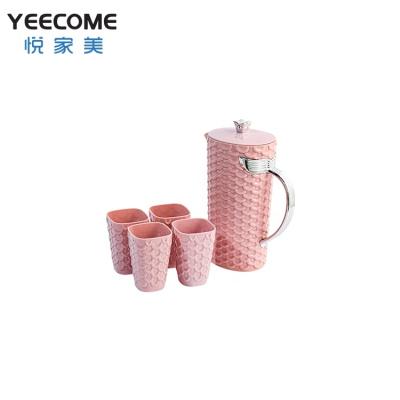 China Drinkware Yeecome Viable Pink Brand Kettle Scale Fish Kettle Cold Water Jug Set With 4 Cups for sale