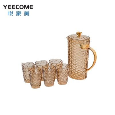 China Fashion Viable Design Brand Yeecome Jug Transparent Cold Water Fish Scale Kettle Drinkware With 6 Pcs Cup for sale