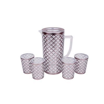 China Custom Sustainable Logo Houseware Drinkware Plastic Water Jug Cold Water Jug With 4 Pcs Cups for sale