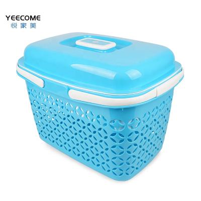 China Sustainable Yeecome Clean Brands Color Plastic Hand Basket Perforated Plastic Baskets With Lid for sale