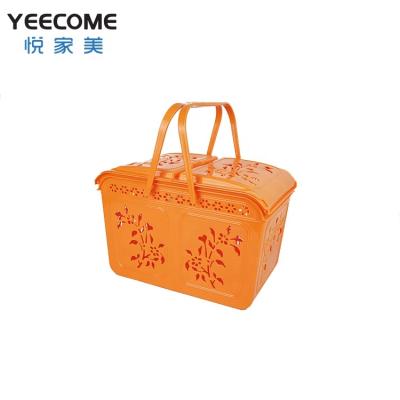 China Brand Sustainable Plastic Basket Yeecome Hollow Flowers Model Multifunctional Hand Storage Basket for sale