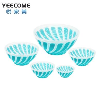 China 5 Pcs Sustainable Plastic Salad Bowl Yeecome Brand Quick Delivery Kitchen Use Salad Bowl With Leak Proof Lid for sale