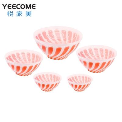 China Viable Clean Yeecome Brand 5 Pcs Salad Bowl Container Shiny Prep Bowl Plastic Salad Bowl Plastic Salad Bowl With Cover for sale