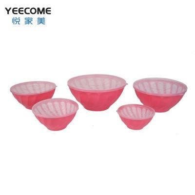 China 5 Pcs Large Capacity Plastic Sustainable Salad Bowl Yeecome Brands Reusable Classic Salad Bowl With Leak Proof Lid for sale