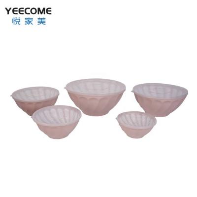 China Yeecome Sustainable Clean Brands PP 5 Pcs Plastic Salad Bowl Size Multiple Sustainable Use Plastic Bowl Container With Lid for sale