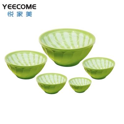 China Viable Clean Brand Yeecome Salad Bowl Fashion Pattern Tableware Container 7 Pcs Shiny Plastic Salad Bowl Set for sale