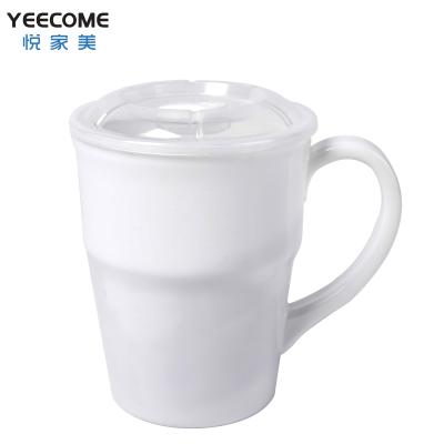 China Yeecome Private Label Microwave Coffee Mug Disposable Reusable Water Cup Plastic Soup Mug with Cover and Spoon for sale