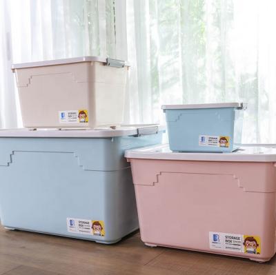 China Home 55L Plastic Viable Wholesale Stackable Clothing Sundries Storage Boxes Organizers Storage Box With Handle for sale