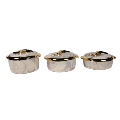 China Sustainable Gold Plated Handle Plastic Restaurant Use Keep Warm Container 1.5L 2L 2.5L Keep Fresh Casserole Sets for sale