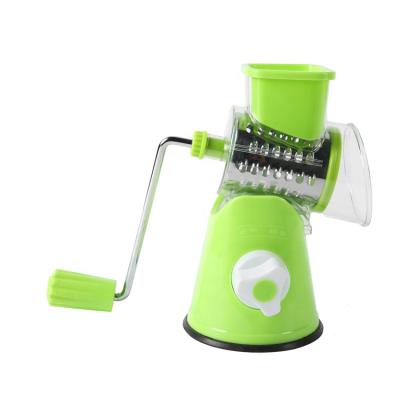 China Viable Chopper Stainless Steel Accessories Vegetable Rotary Cutter Manual Grater Kitchen Grater with 3 Blades for sale