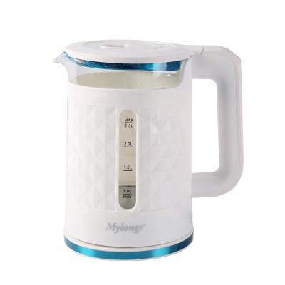 China 360 Rotation Plastic Electric Kettle 2000W Plastic Base 304 Degree Base 304L Transparent Household 2.3L Kettle for sale