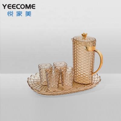 China Yeecome Viable Brand Plastic PS Water Jug Gift Supplies Fish Scale Water Jug Transparent Cold Water Jug 4 Cups And Trays for sale