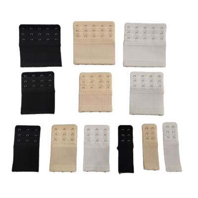 China 100% Polyester 12 Piece Combination Bra Expander Elastic High Quality Hook Nylon Eye Button Bra Expander Underwear for sale