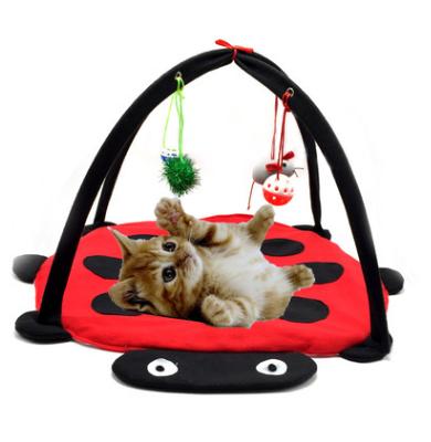 China Sustainable Pet Padded Bed Cat Toys With Hanging Toys Bells Balls And Mice for sale