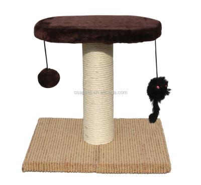 China Viable Single Rope Sisal Cat Tree Cat Scratching Post with Game Dish for sale