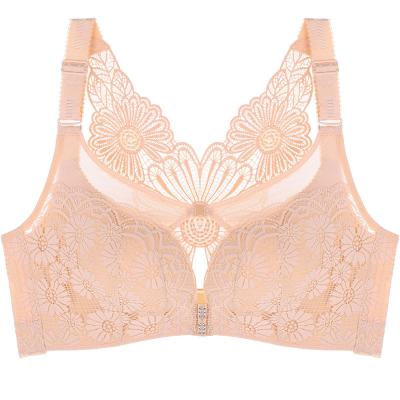 China Dropshipping New Style Viable Embroidery Slim Cup Plus Size Bra With Double Front Closure Design Push Up Bra for sale