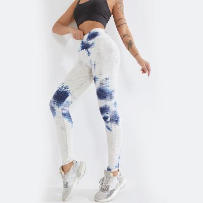 China Breathable High Waist Control Women Fitness Gaiters Dye Tie Dye Stretchy Yoga Pants Custom Wear Sportswear Gaiters Custom Made for sale