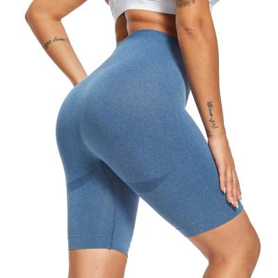 China WholesaleSolid 90% Polyester Breathable Fiber Hip Color Summer Lifting Sport Shorts Running Fitness Seamless Women's Yoga Shorts for sale