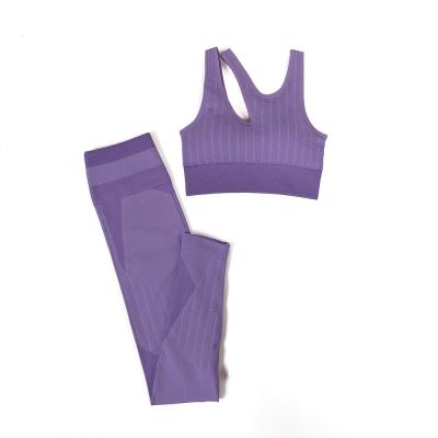 China 2021 Yoga Pattern Anti-Wrinkle Stain Goods Wave Suit New Sports Suit Cross Border Bra Seamless Pants Running Suit for sale