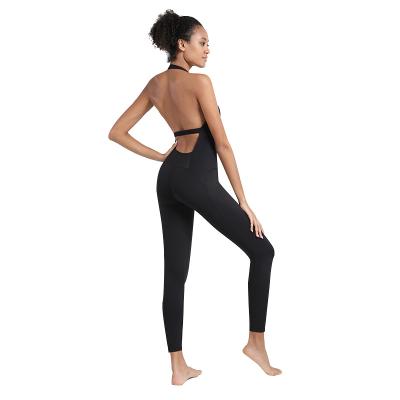 China Anti-wrinkle Clothing Wholesale One-Piece Workout Exercise Outfit Women's Aerial Yoga Clothes Halter Beauty Back Skinny Slimming Overalls for sale