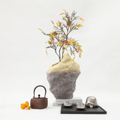 China Gradient Modern Minimalist Single Color Shape Texture Stone Ceramic Vase for sale