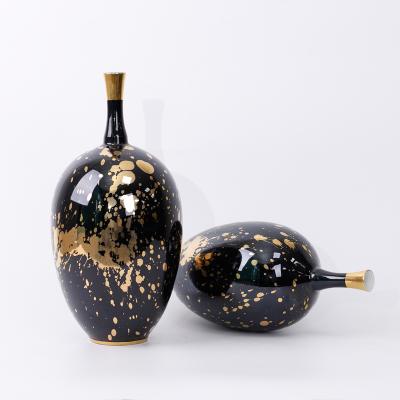 China Traditional Chinese New Inkjet Ceramic Vase Chinese Gold Plated Porcelain Vase For Home Decoration for sale