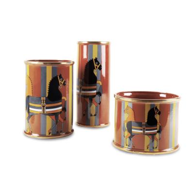 China Nordic Luxury Glazed Ceramic Vase Europe Europe Vase Orange Horse Pattern For Home Decoration for sale