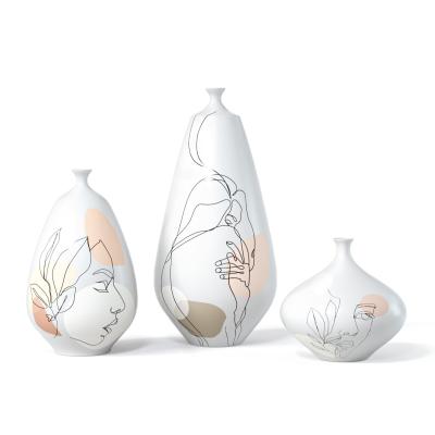 China New Classic/Postmodern Abstract Girl Face Pattern Modern Home Decor Ceramic Vase For Indoor for sale