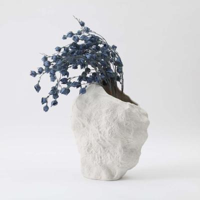 China Art Decoration White Black Minimalist Luxury Modern Scandinavian Matte Ceramic Texture Flower Vase for sale