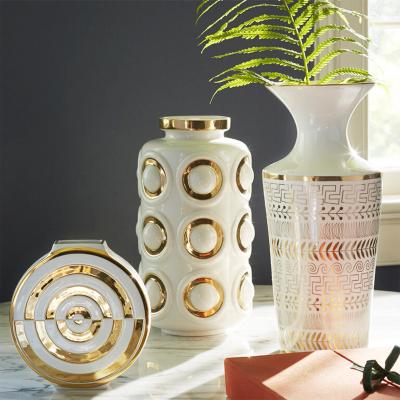 China Nordic Modern Luxury Europe Living Room Decor Gold Ceramic Vase for sale