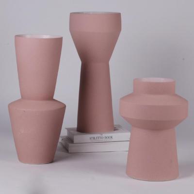 China Modern Handmade Creative Porcelain Vase From Europe Giorgio Morandi Pink Ceramic Vase For Home Decoration for sale