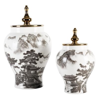 China Large Ceramic Ginger Jars Home Decorative Chinese Style Minimalist Modern Porcelain for sale