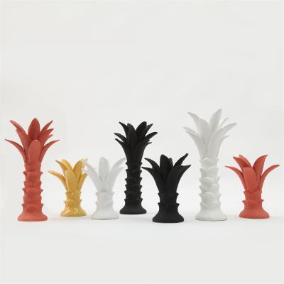 China Home Modern White Black Yellow Pieces Red Color Morandi Decoration Pineapple Decor Ceramic Candle Holder for sale